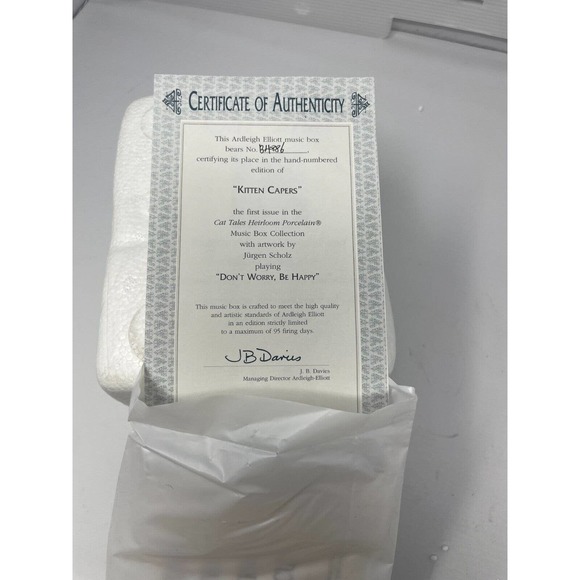 Ardleigh Elliot 2002 Porcelain Music Box Kitten Capers Cat Tales B4886 Authentic - Picture 4 of 7